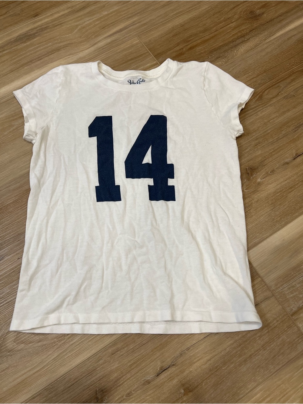 John GALT Brandy Melville White Number 14 Graphic Tee - Navy Print